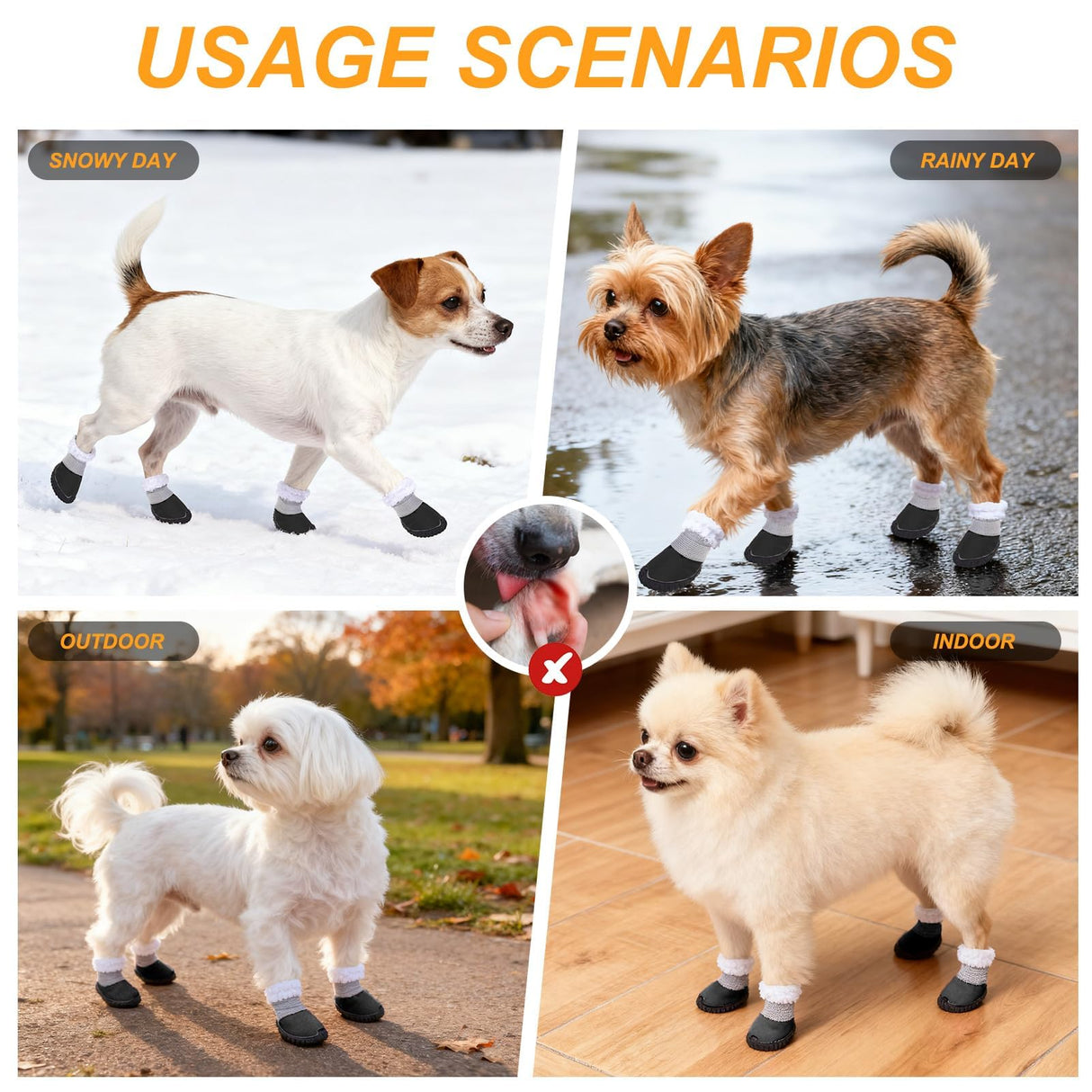 BEAUTYZOO Dog Winter Boots, Waterproof Dogs Snow Shoes with Anti-Slip Sole & Warm Fleece Lining-Indoor Outdoor Paw Protectors for Small Dogs, Puppy Booties to Prevent Licking on Hardwood Floors,Size 1