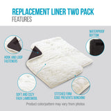 Sherpa Replacement Liners for Travel Pet Carriers - Soft Absorbent Dog Kennel Pad with Waterproof Backing, Machine Washable Dog Crate Pads, 14.5x9.75in - 2 Pack, White, Small