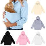 Welopet Hoodie with Dog Pouch, Kangaroo Pet Pouch Hoodie for Women, Pet Carrier Hoodies with Large Pocket for Carrying Puppy Kitten Dogs (Blue, L)