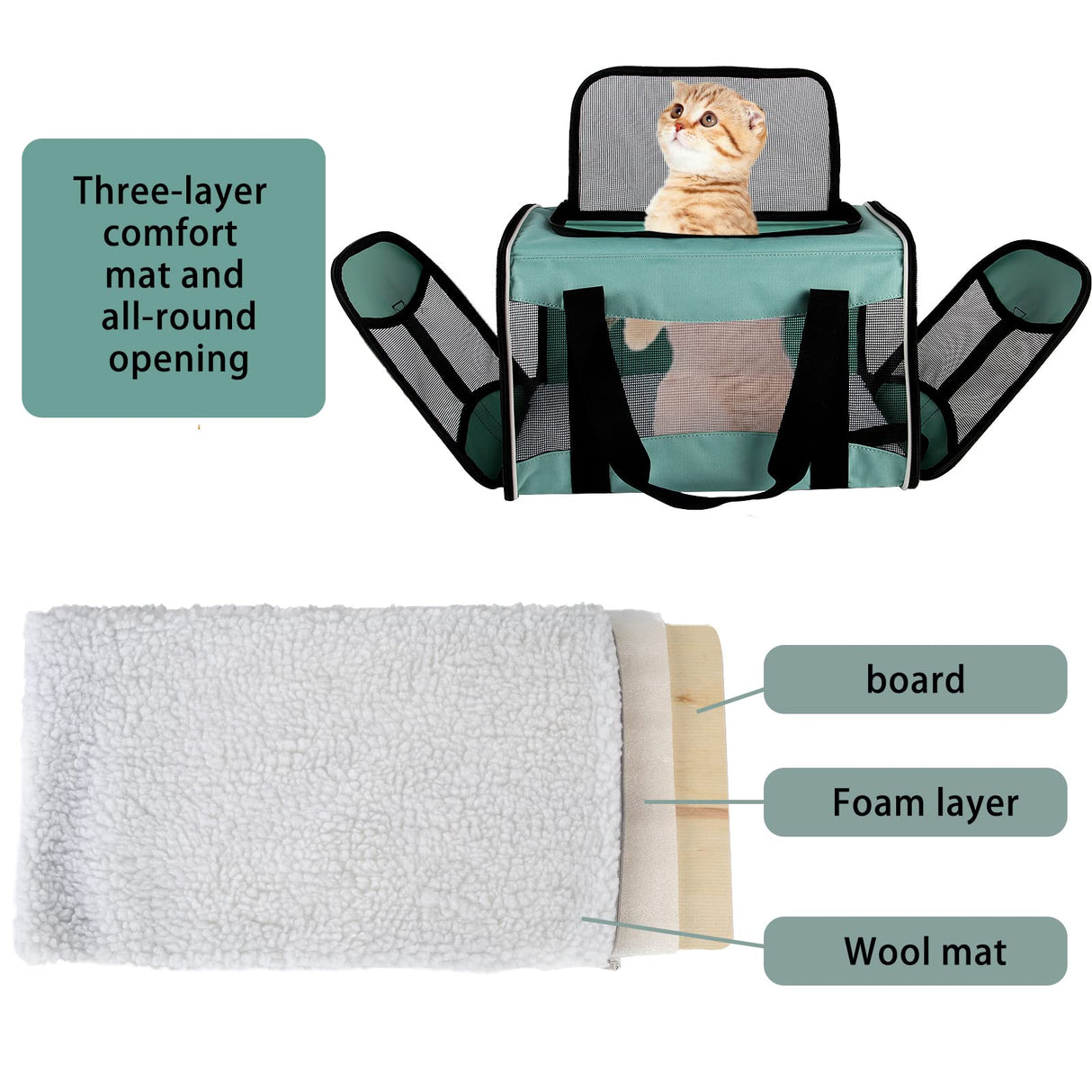 Small Animal Travel, Carrier for Hedgehog Rat Parrot Bird Guinea Pig, Lizards Carrier, Soft Sided Travel Carrier Portable Guinea Pig Up to 10 Lbs (15 * 10 * 10, Green)