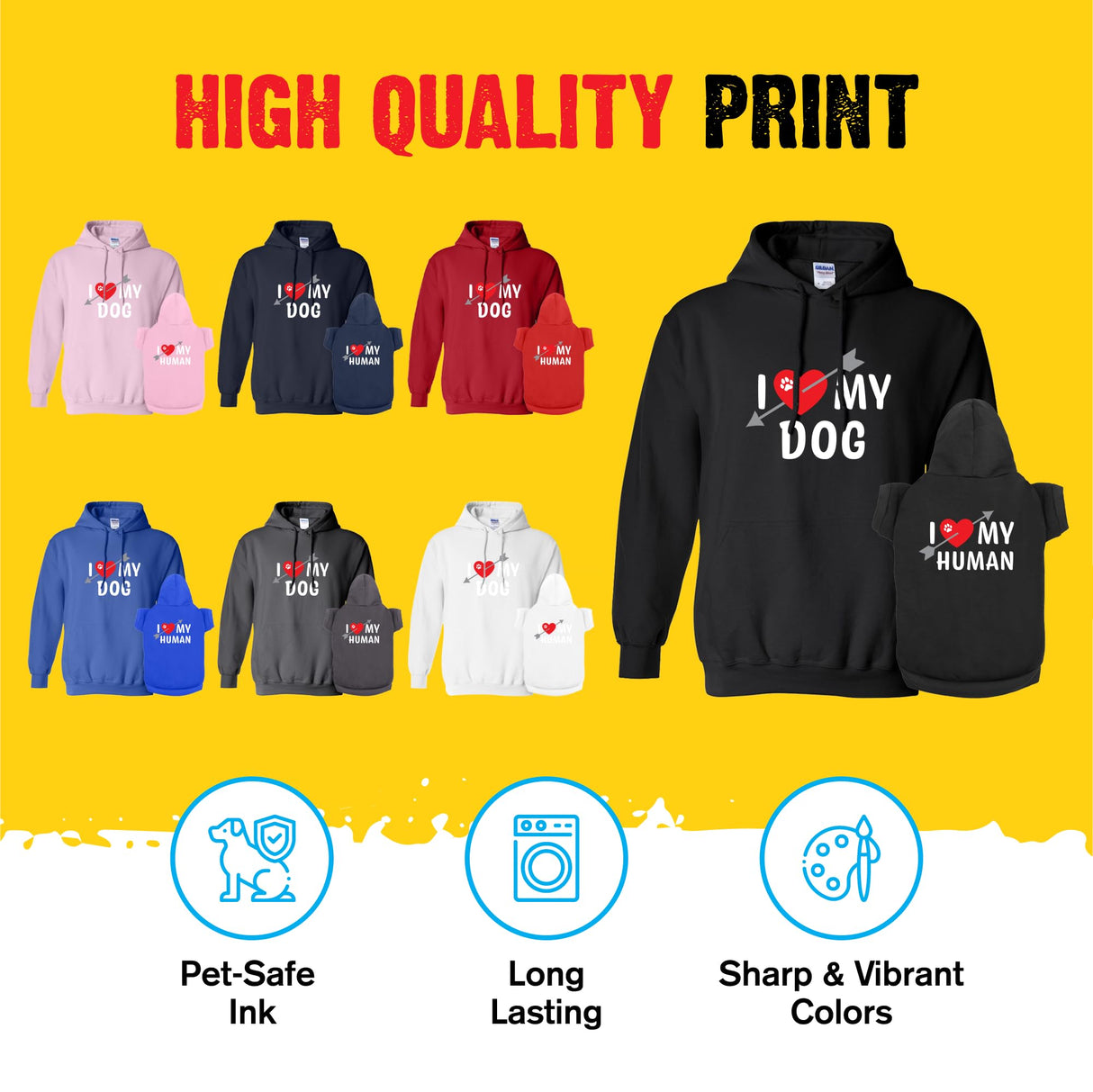 I Heart My Dog & Human Matching Hoodies - Soft Pet & Owner Sweatshirt Set - Premium Gift for Holidays