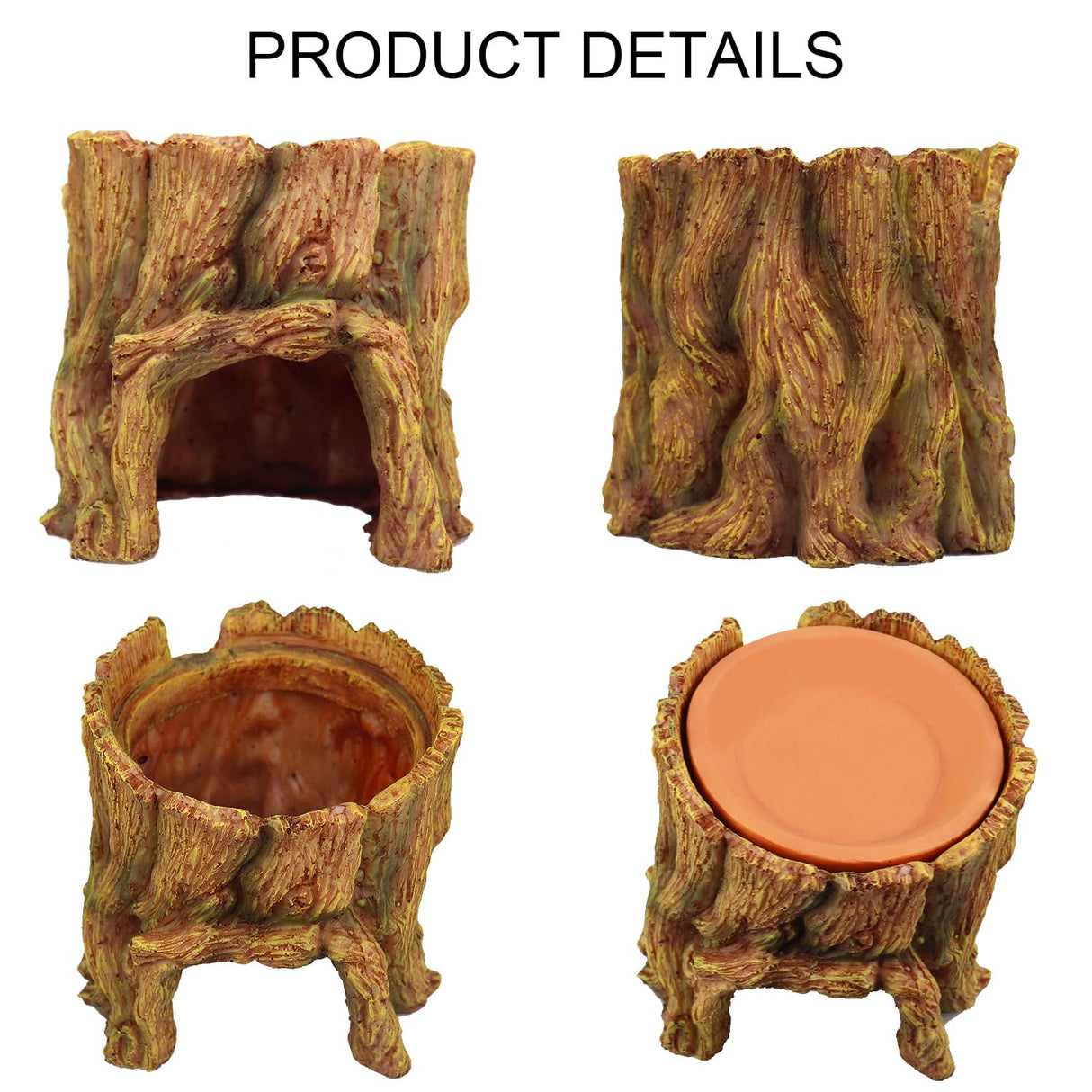 NANEEZOO Reptile Hide Cave 2 in 1 Reptile Humid Cave with Terracotta Water Basin Moisture Keeping and Shedding Help for Reptile Amphibians Leopard Gecko