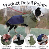 MAMORE Waterproof Dog Raincoat, Portable Adjustable Dog Rain Jacket, Reflective Lightweight Pet Rain Coat for Small Medium Large Dogs for Outdoor Walking Hiking (Green&Navy, Medium)