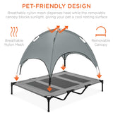 Best Choice Products 48in Elevated Cooling Dog Bed, Outdoor Raised Mesh Pet Cot w/Removable Canopy Shade Tent, Carrying Bag, Breathable Fabric - Gray