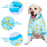 LovinPet Big Dog Wound Care/Surgery Recovery Shirt, Pet Anxiety Shirt, Lightweight Stretchy Knit Fabric, Rubber Ducks with Hats Blue Print Dog Pjs, Dog Pajamas, Pet PJ's/XL