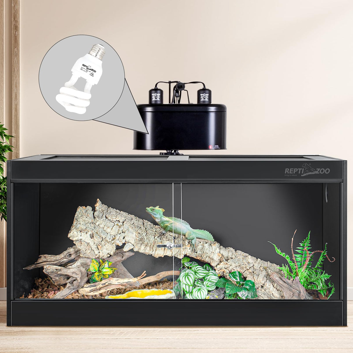 REPTI ZOO UVB Light for Tropical Reptile, 2 Pack 5.0 15W UVA UVB Reptile Light Bulb, UVB Lamp for Crested Gecko Leopard Gecko Frog Toad Snake Chameleon