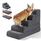 Dog Stairs for Small & Medium Dogs, 5-Step Dog Steps for Bed & Couch, High-Density Foam Pet Stairs for High Beds, Non-Slip Indoor Pet Ramp, Washable Cover, Fits Beds up to 22.6", Grey