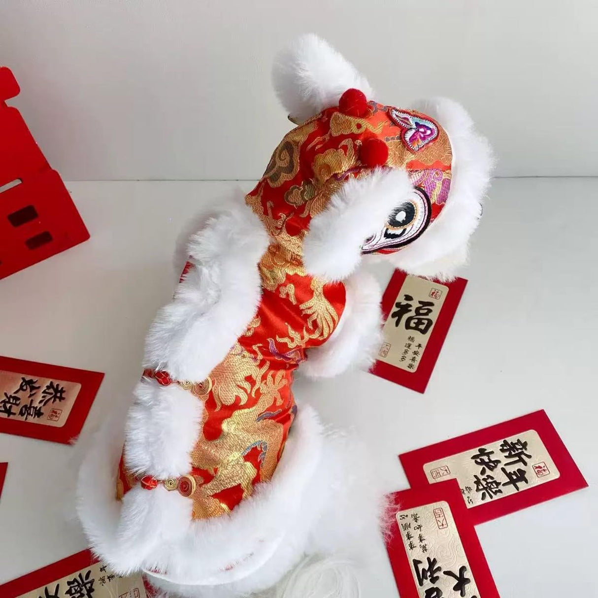 Generic 2026 New Chinese New Year Dog Outfit, Lion Dance Dog Costume, Cat Clothes for Cats, Dog Clothes Pet Costume (S)
