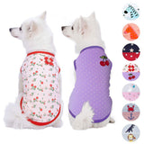 Blueberry Pet Pack of 2 Soft & Comfy Spring Hope Floral Cotton Blend Dog T Shirts Tank Top, Back Length 10", Clothes for Dogs