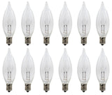 Creative Hobbies® Replacement Light Bulbs for Electric Candle Lamps, Flame Tip Bulbs for Window Candles, Chandeliers - 7 Watt - 120 Volt - E12 Candelabra- Pack of 12
