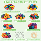DBNESS Bird Toys for Parrots, 200 Pcs Colorful Multi-Shaped DIY Wooden Blocks Craft, Natural Parrot Chew Training Foot Toy for Amazon African Grey Cockatiels Conure Monk Parakeet