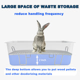 HUQIZOO Stainless Steel Rabbit Litter Box,Bunny Litter Pan with Widened Grid,Toilet Tray,High Back Wall,Deep Waste Storage (Medium)