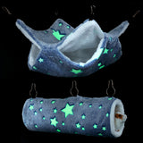 Mogoko Noctilucent Luminous Guinea Pig Rat Hammock Bunkbed Hanging Tunnel and Soft Bed Mat for Ferret Hedgehog Squirrel Hideout Cage Accessories (Tunnel and Bunkbed Hammock)