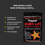 Diggin’ Your Dog Firm Up Pumpkin for Dogs & Cats with Cranberry, 100% Made in USA, Pumpkin Powder for Dogs, Digestive Support, Apple Pectin, Fiber, Healthy Stool, 4 oz