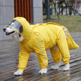 Leowow Dog Raincoat, 4 Legs Large Dog Rain Jacket with Reflective Stripe,Dog Hooded Waterproof Raincoats for Big Dogs,Large Breeds Dogs Rain Jackets with Legs,Tail(Yellow,9XL)