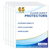 Aegero 65 Pack Clear Sheet Protectors, 8.5 x 11 inch Page Protectors for 3 Ring Binder,Top Loading Paper Protector for Documents and Photos,Letter Size