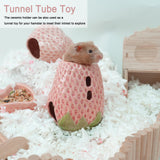 Hamster Water Bottle, Strawberry Ceramic Hamster Gerbil Water Bottle for Glass Tank, Dispenser, 80ML Bottle for Water Holder Stand with 2 No Drip Caps for Syrian Mice, Gerbil（Pink