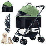 ZHUOKECE 3-in-1 Pet Dog Stroller, Dog Wagon with Removable Carrier, Cat Stroller for Medium Dogs Up to 55lbs (Green)