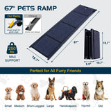 Docred Dog Ramp for Car, 67" L x 19.7" W Dog Ramps for Large Dogs, Extra Wide Pet Ramp with Non-Slip Surface for Medium & Large Dogs to Get in Car, SUV & Truck, Supports Up to 250 Lbs