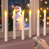 PChero Flameless Candles with Remote Timer, 7.9" Ivory Battery Operated LED Taper Dripless Floating Flickering Candles for Wedding Halloween Thanksgiving Christmas Themed Party Valentines Decorations