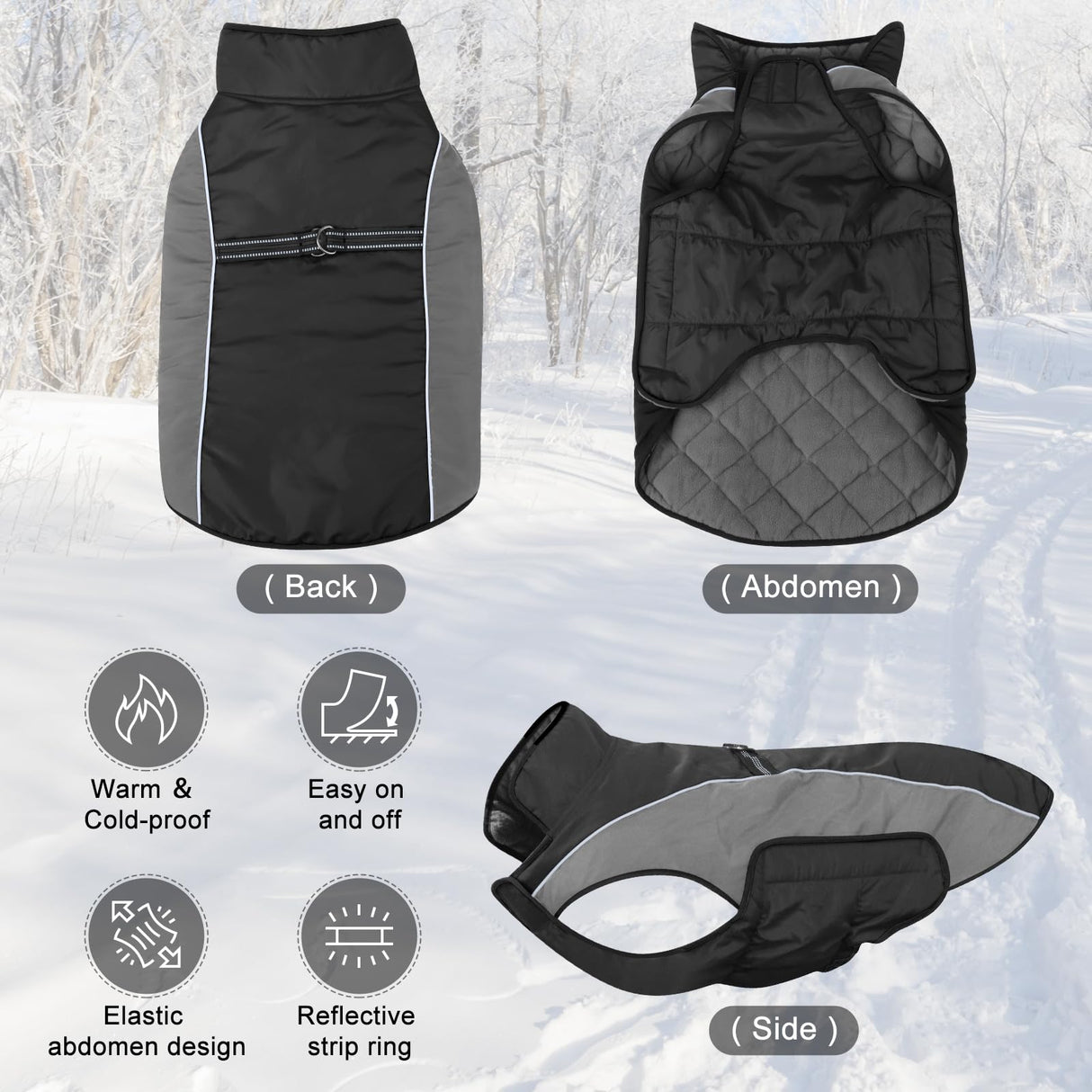 Dog Coat, Water-Resistant Dog Clothes, Warm Fleece Lining Dogs Coats, Winter Windproof Dogs Jackets with Reflective, Pet Vest for Small Medium Large Pets - 1 PCS