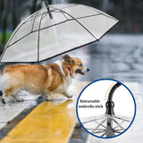 KEFIDEK Pet Dog Transparent Umbrella, Clear Folding Adjustable Leash, Keeps Pet Dry in Rain (Bending Hook)