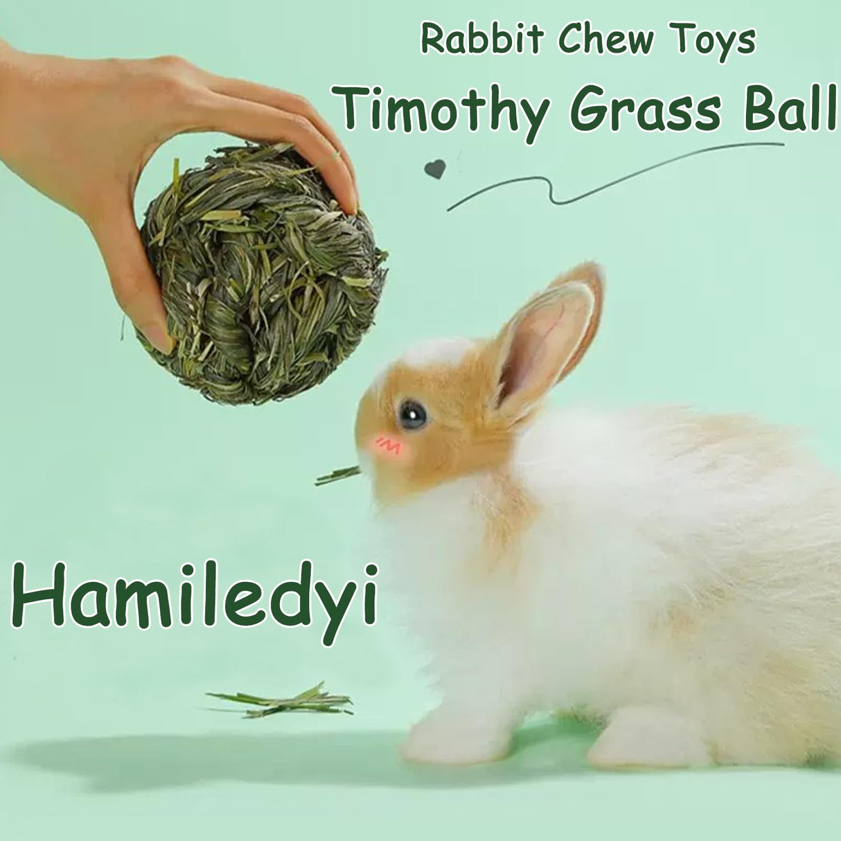 Hamiledyi Rabbit Chew Ball Timothy Grass Grinding Small Animal Activity Play Chew Toys for Bunny Rabbits Hamster Guinea Pigs Gerbils