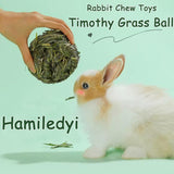Hamiledyi Rabbit Chew Ball Timothy Grass Grinding Small Animal Activity Play Chew Toys for Bunny Rabbits Hamster Guinea Pigs Gerbils
