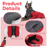 EMUST Dog Winter Coat XL, Thicken Fleece Lining Dog Snow Jacket Vest for Winter with Turtleneck, Adjustable Pet Puffer Jacket Snowsuit for Cold Weather, Red