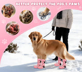 Dog Shoes, Waterproof Dog Boots & Paw Protectors, Breathable Dog Booties with Anti Slip Sole for Winter Snowy Day, Rainy Weather Indoor and Outdoor (Size 8, Pink)