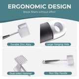Meat Tenderizer Hammer with Comfortable-Grip Handle, Dual-side Mallet for Kitchen, Heavy Duty Pounder For Tenderizing Steak, Beef and Fish