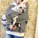 HQREA Classic Fashion Striped Dog Coats for Small Dogs Pullover Puppy Hoodie Sweatshirt French Bulldog Clothes for Female Dogs(Black,L)