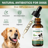 Oregano Oil for Dogs, Over 88% Carvacrol, Strengthen Bladder Function, Dog Diarrhea Relief, Natural Immune Support for Dogs, Promote Overall Health, Wild Mediterranean Oregano Oil Drop for Dog 1 fl.oz