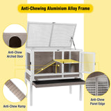 Aivituvin 2-Story Indoor Rabbit Hutch Guinea Pig Cage with Stand, Wooden Bunny Cage Small Animal Cages with Chew-Proof Ramp, Pull-Out Tray & Leakproof PVC Layer (Brown)