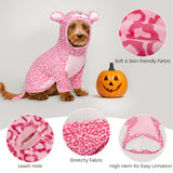 DELIFUR Dog Leopard Print Costume - Adorable Dog Halloween Hoodies for Small Medium Pet Cute Animal Clothes Cosplay Sweatshirt Pink (Leopard Print, Medium)