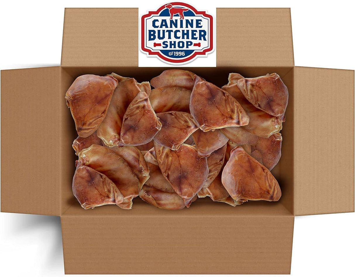 Canine Butcher Shop Pig Ears for Dogs, Always USA Made (30-Pack), All Natural, Sourced in USA Pig Ears, Digestible Pork Dog Chew Treat