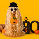 JcHrmers 4 Pcs Pet Halloween Costume Include Derby Hat,Luau Hula Skirts and Round Sunglasses for Halloween Funny Dog Pet Costume Cosplay