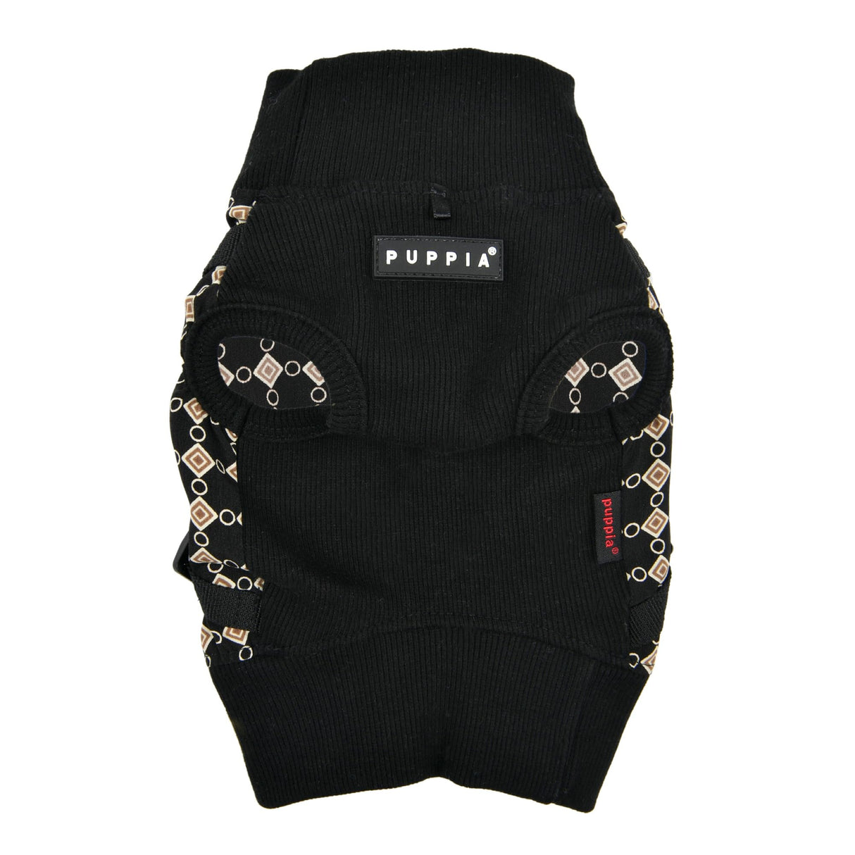 Puppia Jace Jacket Dog Harness Pullover Warm Winter Diamond Pattern for Small and Medium Dog, Black, Large