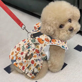 Wiryuouvt Autumn Turkey Gnome Dog Thanksgiving Outfit Fall Dog Dresses for Small Dogs Girl with Leash Ring & Sleeve Ruffles & Breathable, Light Weight Puppy Princess Dress Cat Pet Clothes Apparel