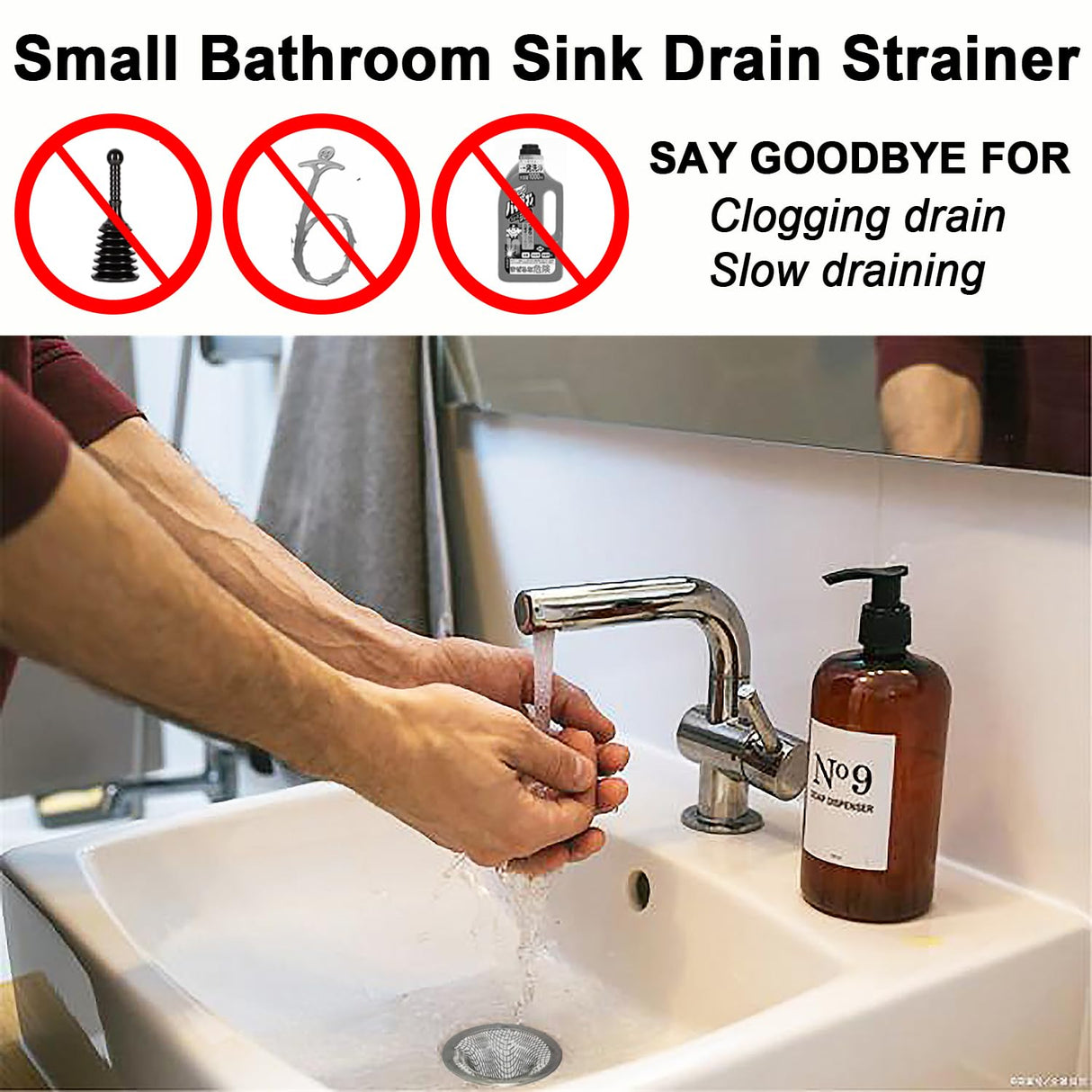 1.0" Small Drain Strainer, Sink Drain Hair Catcher, Bathroom Sink Drain Strainer, 2PCS Drain Mesh Baskets for Laundry, Mop Pool, Utility, Slop, RV Sink, Stainless Steel Drain Filter
