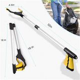 2-Pack Reacher Grabber Pickup Tool, 32" Long Grabber Tool, Trash Picker Grabber for Elderly Grab It Reaching Tool, Garbage Picker Upper Grabber, Litter Pick Up Grab Tool, Claw Grabber Stick (Yellow)