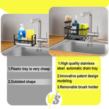 Fssvcd Maifan Sink Caddy Sponge Holder for Kitchen with Brush Holder and Stainless Steel Self Drain Tray, Rustproof Kitchen Sink Organizer for Sponge, Soap Dispenser Storage Accessories