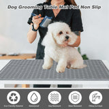 Dog Grooming Table Mat Pad Non Slip, Multipurpose Soft Pet Grooming Table Mats at Home, 28 x 19.7 Inch Silicone Durable Anti-Fatigue Groomer Mats Paw Protection Easy-Clean Cat Dog Bath Mat (Grey)