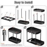 Multi-Purpose Pull-Out Storage Organizers, Under Sink/Cabinet Organizers and Storage for Bathroom & Kitchen, Black, 12.8 Inches, 2 Packs
