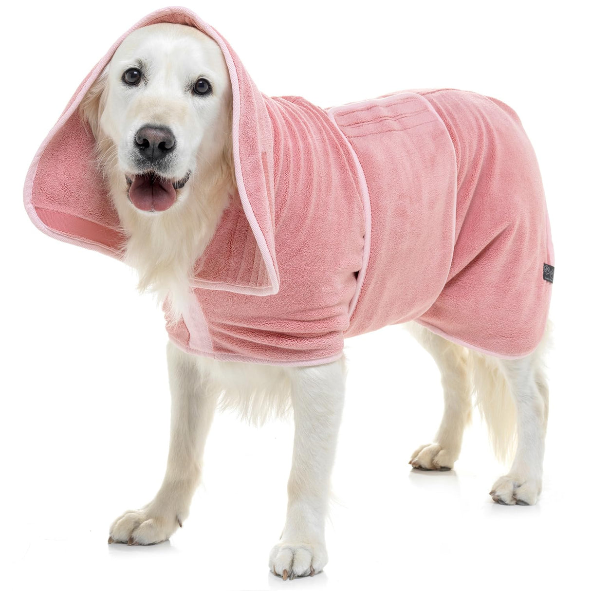 Lucky Pooch® Dog Robe - Luxurious Dog Bathrobe - Ultra Absorbent Dries Your Dogs in Minutes! Double-Layer, Super Soft Towel and Bath Robe All in One (XXL, Dusty Pink)