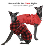 PAWZ Road Dog Winter Coat with 5 Layers Warm Material, Reversible Dog Clothes with 2 Sides, Dog Jacket Outdoor Water Repellent, (Red Plaid L)