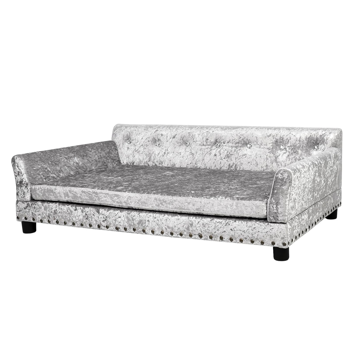 BingoPaw Large Dog Sofa Couch: Luxury Extra Large Pet Couch Made by Deluxe Tufted Velvet - European Court Style Doggy Chaise Daybed with Attached Cushion for Giant Breed Dogs up to 120lbs