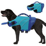 Queenmore Dog Life Jacket Large, Pet Pool Float with Chin Float, Large Dog Life Vest for Swimming, Adjustable Ripstop Pet Life Vest for Water at Pool, Beach, Boating (Blue,XL)