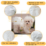 Dog Dress Wedding Outfits, Princess Lace Tutu Strappy Skirt for Female Puppy Small Medium Dogs Girl Cats Costume (Embroidery Dress, Medium)