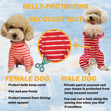 Dog’s Recovery Suit Post Surgery Shirt for Puppy, Full Coverage Dog's Bodysuit Wound Protective Surgical Clothes for Small and Medium Pets (Pink White Stripe-m)